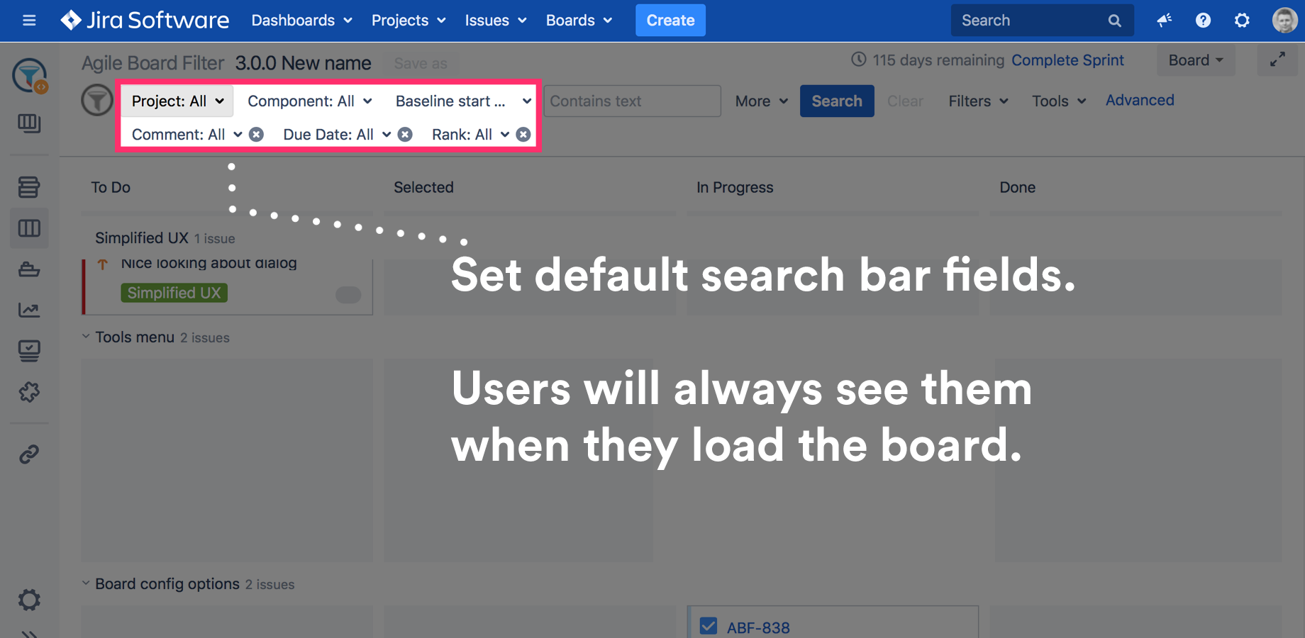 Customizable search bar fields