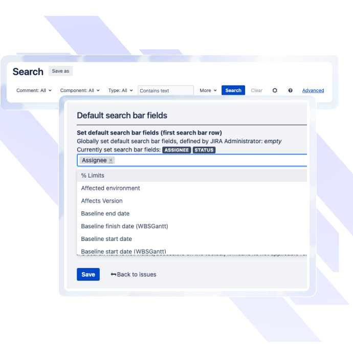 Issue search customiser for Jira banner