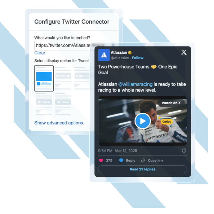 X (Twitter) connector for Confluence DC and Cloud banner